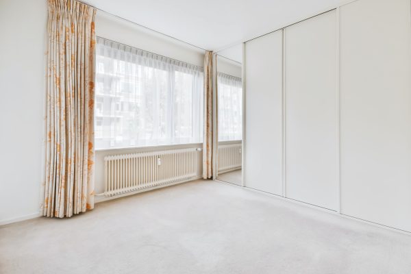 Large window with curtains